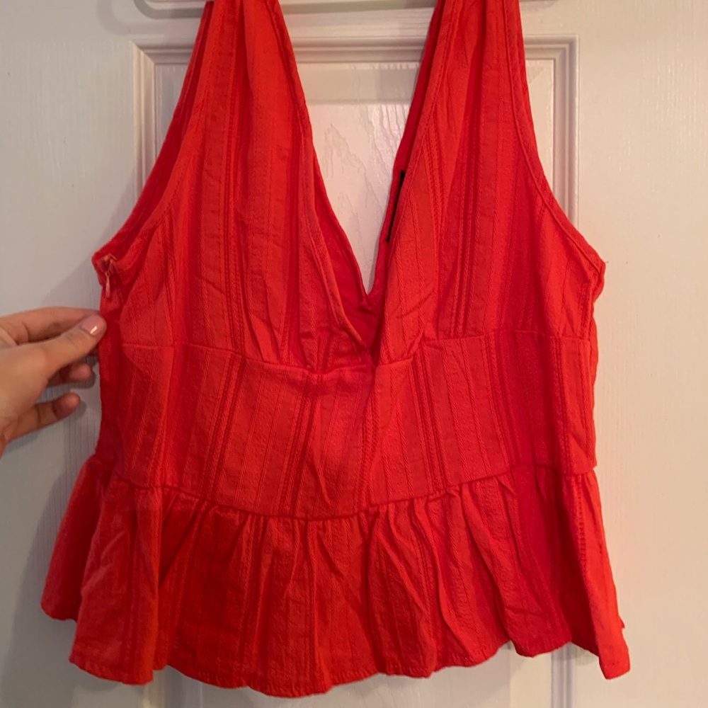 Red crop blouse